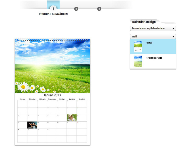 Schritt 1 Gestaltung Fotokalender bei fotopuzzle.de