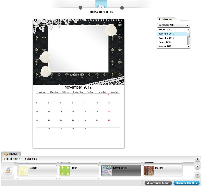 Schritt 2 Gestaltung Fotokalender bei fotopuzzle.de