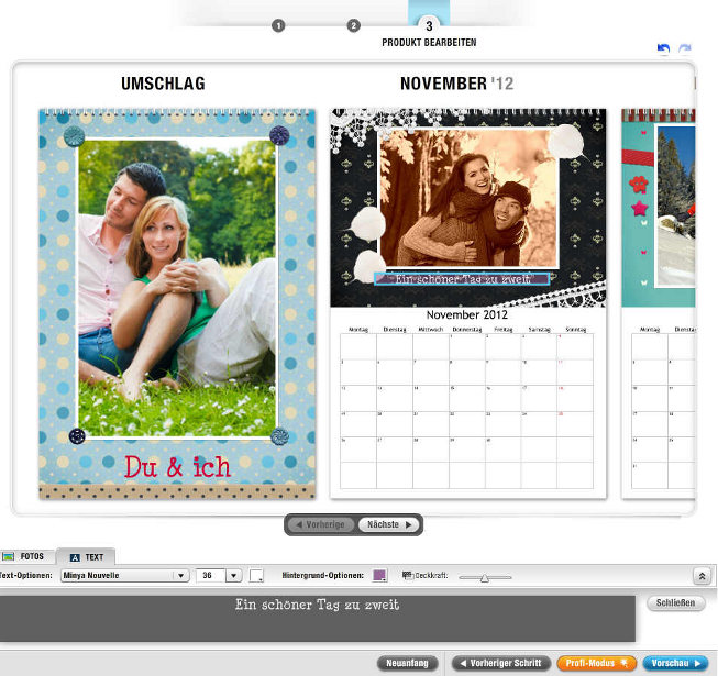Schritt 3 Gestaltung Fotokalender bei fotopuzzle.de