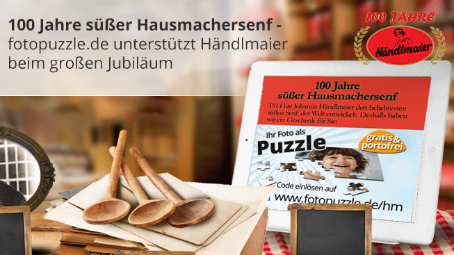 Fotopuzzle-Gutscheine auf Händlmeier-Senfgläsern